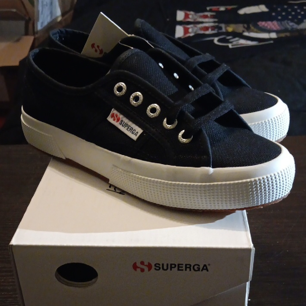 Superga 2750 Cotu Sneakers - Black and White Boys 4.5Y Girls 6 NWT BOX - Picture 3 of 8